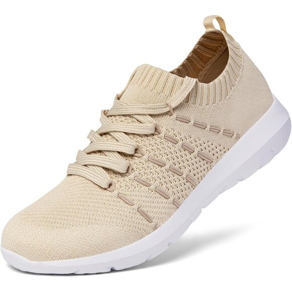 Shoes - Women Beige Running Breathable Knitting flexible Mesh Sports Shoes Sneakers